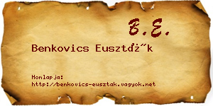 Benkovics Euszták névjegykártya